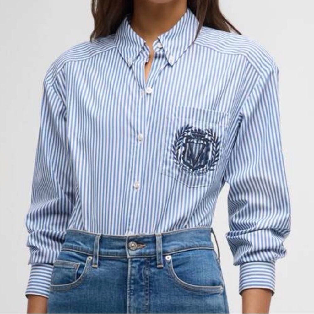Veronica Beard Daroda Blue & White Stripe Cotton